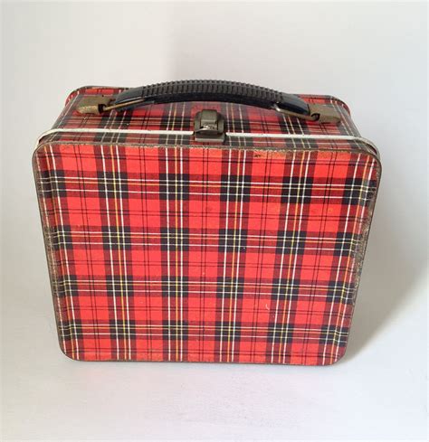 vintage red plaid lunch box